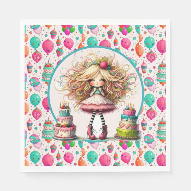 Flickors födelsedag  pappersservett (Framsidan)