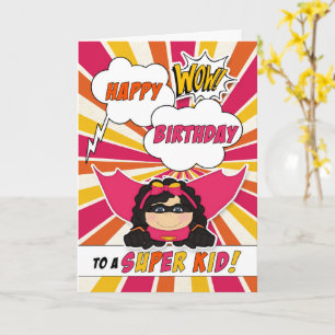 Flickors födelsedag Super Kids Rosa Serietidning Kort