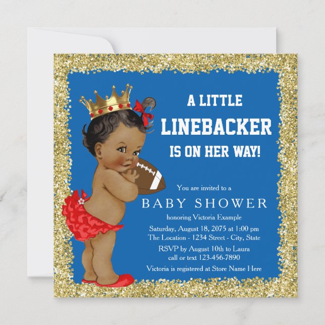 Flickors Fotboll Baby Shower Inbjudningar (Framsida)