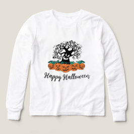 Flickors långsparkade skiva för Halloween T Shirt