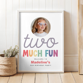 Flickors minimalistiska regnbåge 2-års välkomstsky poster
