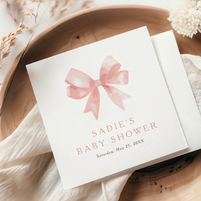 Flickors Rosa Bow Coquette Baby Shower Pappersservett (Skapare uppladdad)