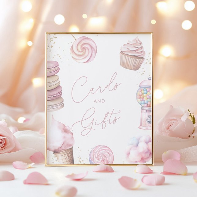 Flickors Rosa Candy Cards and Gifts Tabletop Sign Poster (Skapare uppladdad)