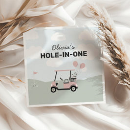 Flickors Rosa Hål-in-One Golf 1:a födelsedagen Pappersservett