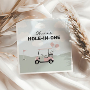 Flickors Rosa Hål-in-One Golf 1:a födelsedagen Pappersservett