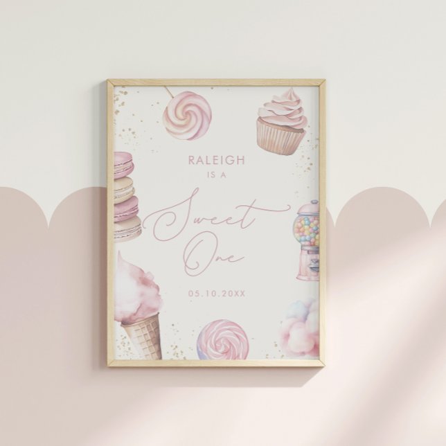 Flickors Rosa Sweet One Candy Ice Cream 1:a födels Poster (Skapare uppladdad)