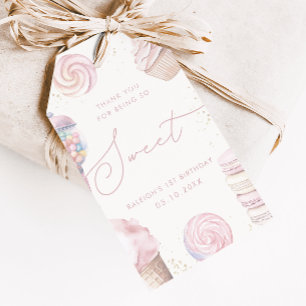 Flickors Rosa Sweet One Candy Ice Cream Favor Presentetikett