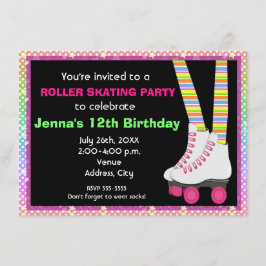 Flickors rullskridskoåkning födelsedagsinbjudninga inbjudningar