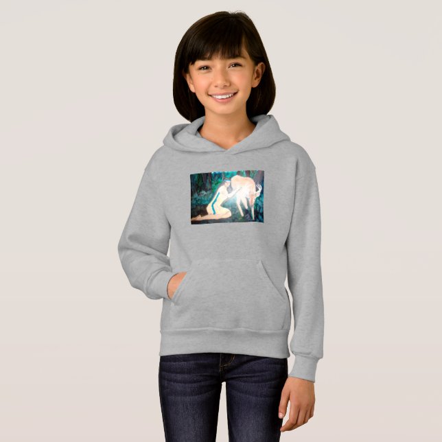 Flickors Tame Deer Pullover Hoodie T Shirt (Hel framsida)