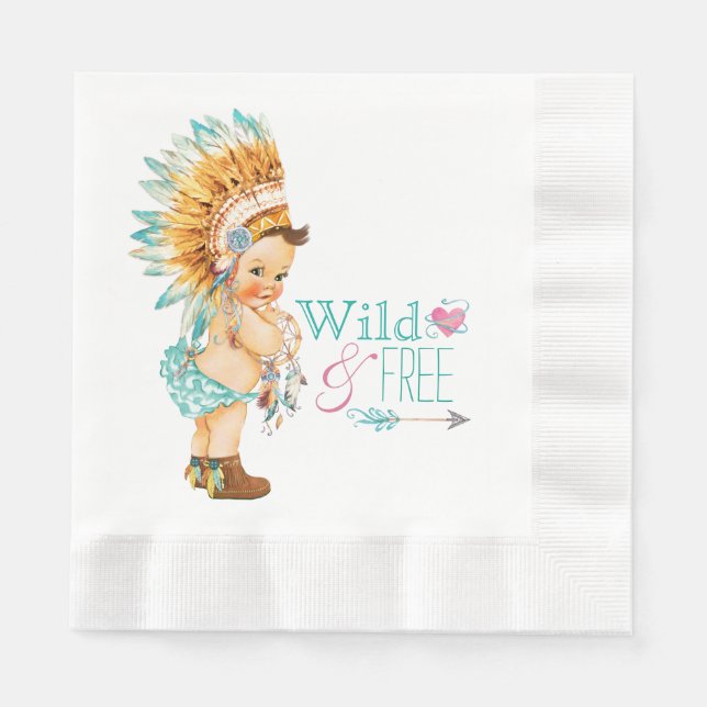 Flickors Tribal Baby Shower Pappersservett (Framsidan)