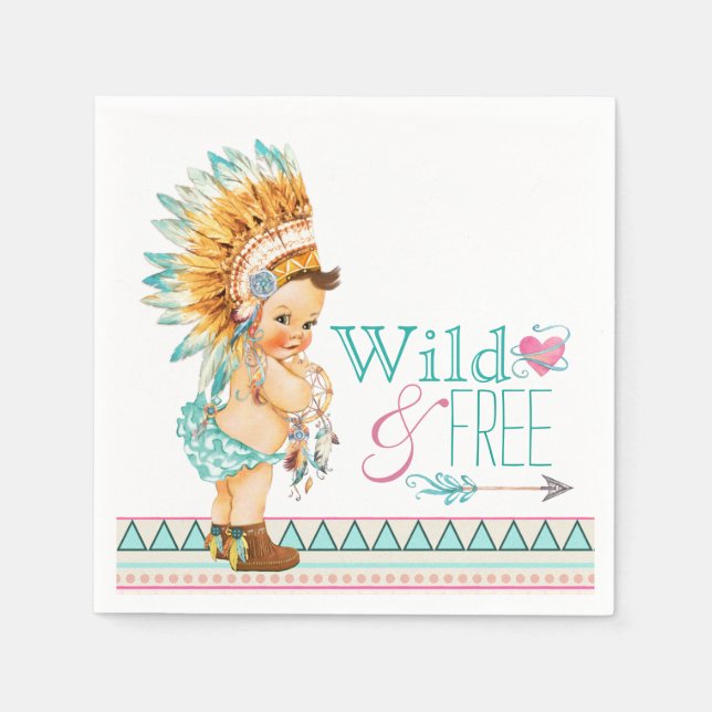 Flickors Tribal Baby Shower Pappersservett (Framsidan)