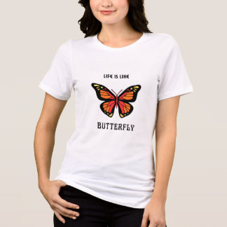 Flickors vita t-shirt med fjärilsdesign 