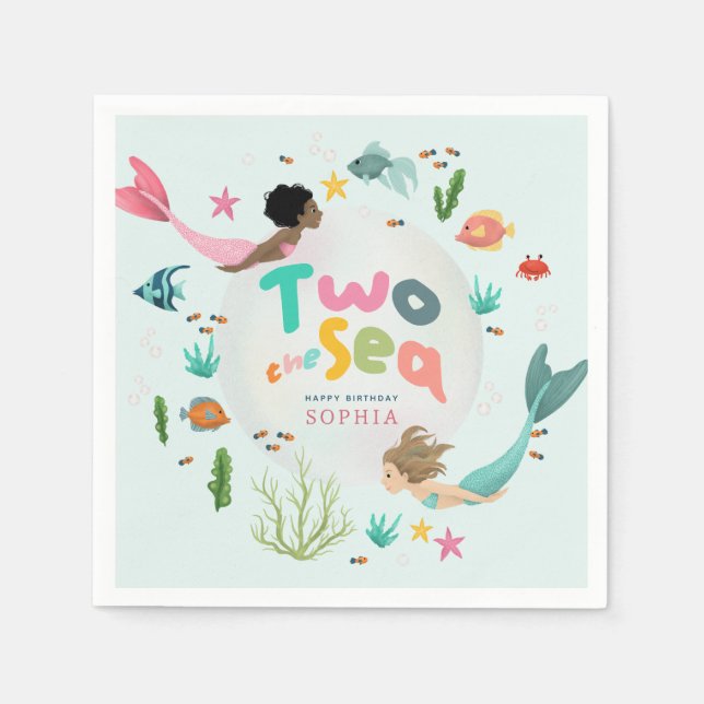 Flickors Whimsical Under the Sea Splash 2-årsdag Pappersservett (Framsidan)