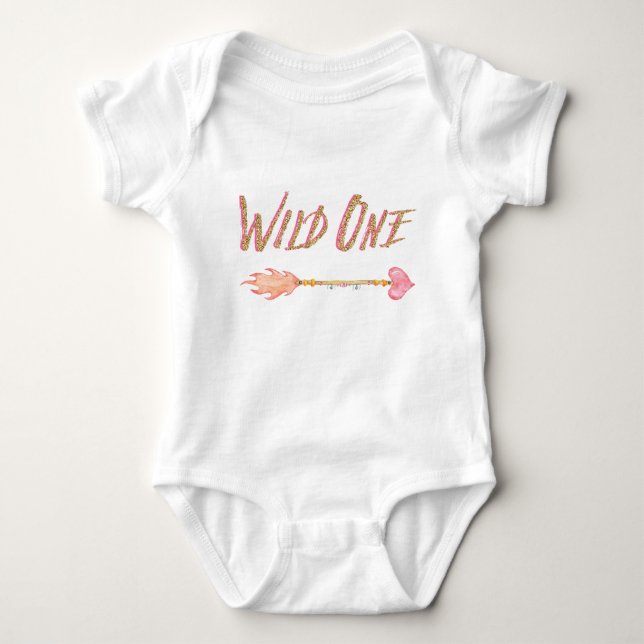 Flickors Wild One 1-års födelsedags t-shirts (Framsida)
