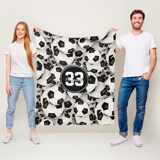 Flickpojkar ändlösa fotbollar mönster fleecefilt (På plats)