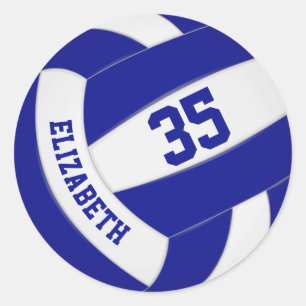 flickpojkar, eget namn blåvit volleyball runt klistermärke