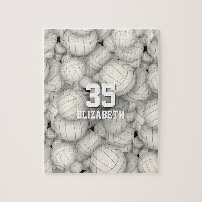 Flickpojkar ett gäng volleybollar pussel (Vertikal)