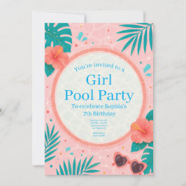 Flickpoolparty födelsedagsinbjudan inbjudningar