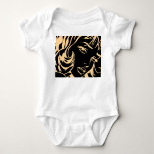Flickporträtt: Löst Hår Elegans T Shirt