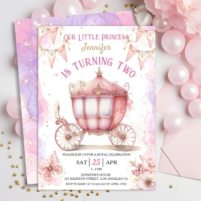 Flickprinsessan Gång vid 2:a födelsedagen Inbjudningar (Skapare uppladdad)