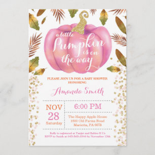 Flickpumpkin Pumpkin Fall Baby Shower-inbjudan Gul Inbjudningar
