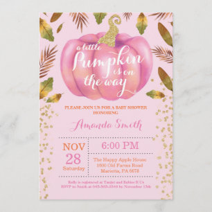 Flickpumpkin Pumpkin Fall Baby Shower-inbjudan Gul Inbjudningar