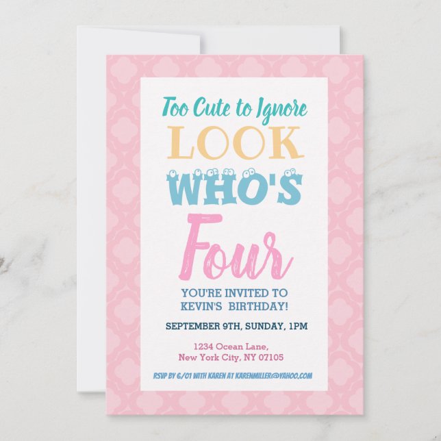 Flickr 4e födelsedagen-inbjudan till Ord Inbjudningar (Framsida)