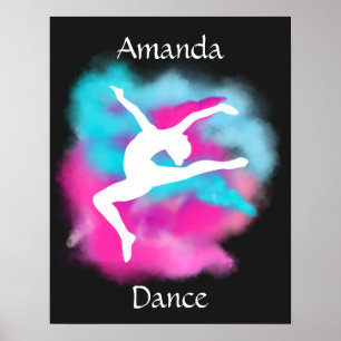 Flickr Dance Leap Rosa Blue Färg Bomb med Namn Poster