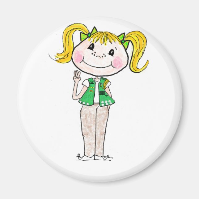 Flickscout Junior som håller löftet Magnet (Framsidan)