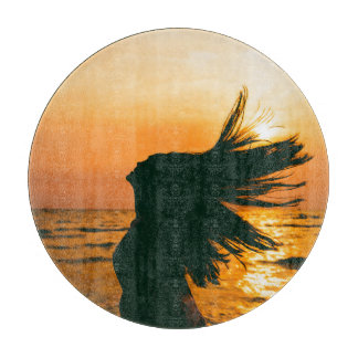 Flicksilhuett, havsolnedgång, frihet.