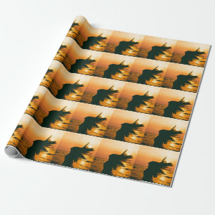 Flicksilhuett, havsolnedgång, frihet. presentpapper