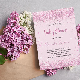 Flickskript för Baby Shower rosa glitter Inbjudningar