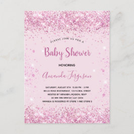 Flickskript för Baby Shower rosa glitter Meddelande Vykort