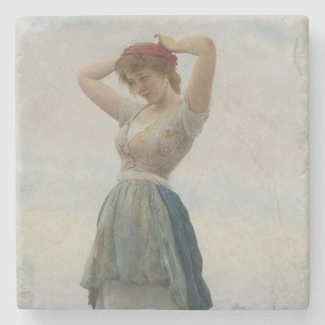 Flickslaxing på stranden stenunderlägg (Framsidan)