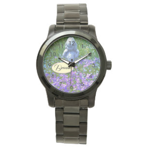 Flickstaty lila phlox blue glömde-me-not-blomma armbandsur
