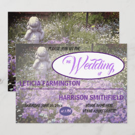 Flickstaty med blå violett falx-glöd-jag-noter inbjudningar