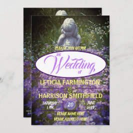 Flickstaty med blå violett falx-glöd-jag-noter inbjudningar