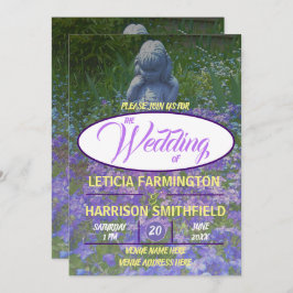 Flickstaty med blå violett falx-glöd-jag-noter inbjudningar