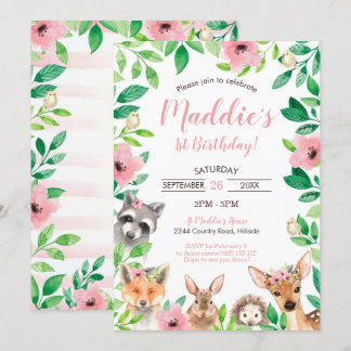 Flickträdsdjur 1:a födelsedagsinbjudan Djur Inbjudningar