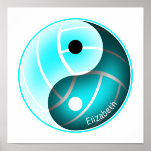 Flickturkos yin yang sport volleyball poster