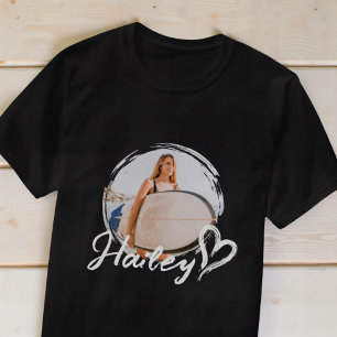 Flickvän Enkel Modern Grunge Hjärta Cool Foto T Shirt