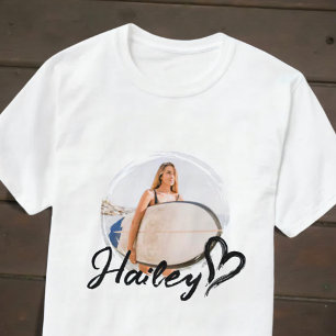 Flickvän Enkel Modern Grunge Hjärta Cool Foto T Shirt