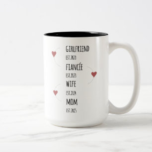 Flickvän Fästmö Hustru Mamma Anpassade datum Två-Tonad Mugg