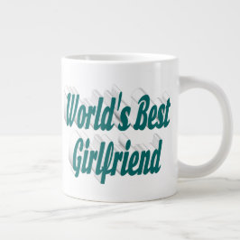 Flickvän med grönt halv typografi jumbo mugg