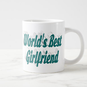 Flickvän med grönt halv typografi jumbo mugg