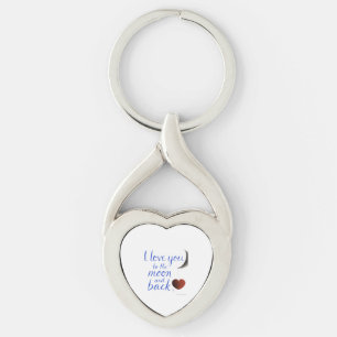 Flickvän Pojkvän Älskar Dig Till Månen Och Tillbak Twisted Heart Silverfärgad Nyckelring