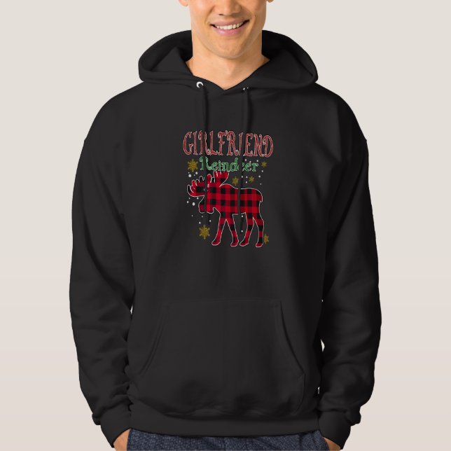 Flickvän Ren Dräkt Jul Xmas Hoodie (Framsida)
