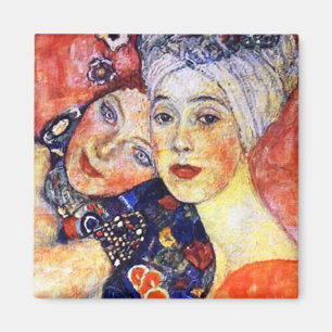 Flickvänner vid Klimt magnetart nouveau Magnet