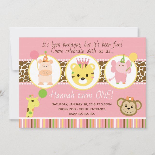 Flickzoo Födelsedagsfest inbjudan (Framsida)