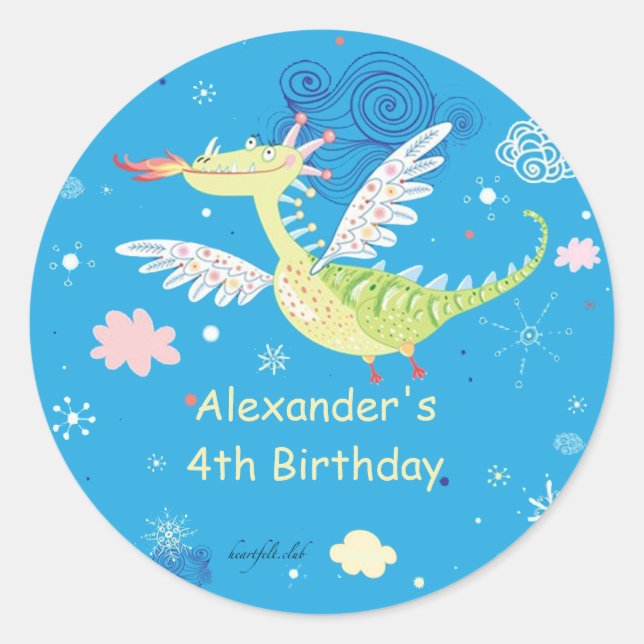 Flied Dragon Sticker Runt Klistermärke (Framsida)